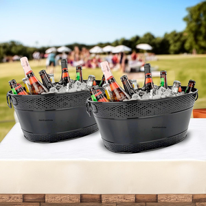 Producto de fabricación a granel de calidad superior con recubrimiento en polvo negro, cubo de hielo para bebidas, Enfriador de cerveza y vino, cubo de hielo para celebración ovalado - Product Image 4