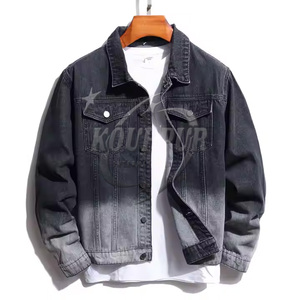 Veste en jean vintage de qualité supérieure pour hommes 100% coton style formel hiver toile à capuche logo avant - Product Image 2