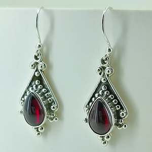 Boucles d'oreilles pendantes Navya Craft pour femmes, argent sterling 925, grenat, accessoire de mode - Product Image 4