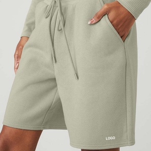 Women's High-Waist Cotton Jogger Shorts-Breathable Summer Casual Sport Sweat <b>Drawstring</b> Pocket Custom Logo Print High Street - Product Image 1