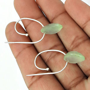 Meilleure vente nouveau Design 925 argent Sterling calcédoine naturelle pierres précieuses perlées boucles d'oreilles pour femme filles bijoux faits à la main - Product Image 3