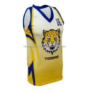 Basketbal Uniformen Aanpassen Gele Gesublimeerde Basket Bal Truien Korte Set Jeugd Training Basketbal Uniform Pakistan