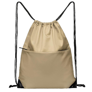 Unisex Lightweight Polyester Drawstring <b>Backpack</b> With Front Pocket For Gym Casual Use - Product Image 1