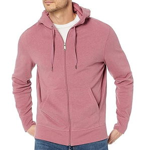 Mode à manches longues hommes fermeture éclair sweats à capuche Logo personnalisé sweat à capuche en coton mélangé fermeture éclair épaule tombante sweat à capuche pour hommes - Product Image 4