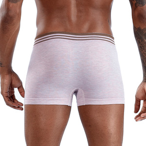 Boxer haute élasticité sans couture de grande taille en sous-vêtements colorés en coton OEM avec logo brodé personnalisé pour hommes - Product Image 5