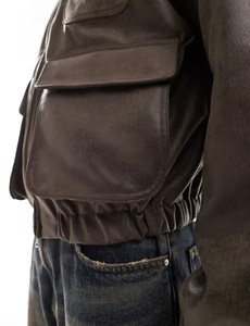 แจ็กเก็ตบอมเบอร์แจ็คเก็ตหนังแท้100% สำหรับผู้ชายเสื้อแจ็คเก็ตฤดูหนาวระบายอากาศได้ดี - Product Image 4