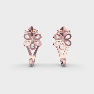 Pendientes Florales de Diamantes en Oro Rosa/Blanco/Amarillo de 18K, Joyería Fina de Diseño de Lujo, Venta al Por Mayor - Product Image 4