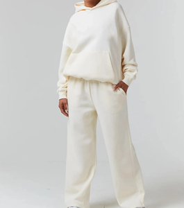 Conjunto Deportivo de Sudadera con Capucha Extra Grande de Algodón de Alta Calidad para Mujer, con Logotipo Personalizado, Estilo Francés, Holgado y Liso - Product Image 1