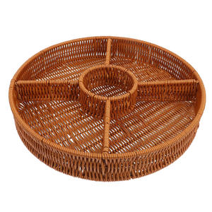 Cesta de fruta tejida de ratán natural Cesta de almacenamiento para el hogar de nuevo diseño para cocina y Camping Material de mimbre - Product Image 1