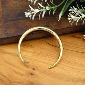 Plain circular brass bohemian bangle <b>bracelet</b> in <b>adjustable</b> size, special gift idea for women, vintage statement bangle - Product Image 4