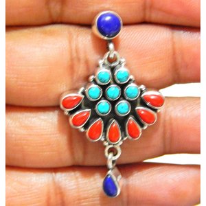 Handmade 925 Sterling Silver <b>Earring</b> <b>Stud</b> Natural <b>Turquoise</b> Lapis Lazuli 14K Gold Luxury 925 Silver <b>Turquoise</b> <b>Earring</b> - Product Image 2