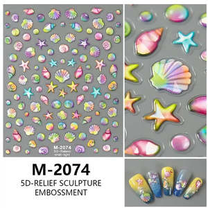 Autocollants pour ongles d'été 3D Coquillages Coccinelles Motifs floraux Finition Premium - Product Image 3