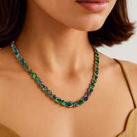 Collier tennis de luxe en opale noire ovale, argent sterling 925 plaqué or 14 carats, certifié IGI, pierre de naissance d'octobre