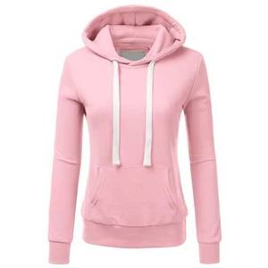 GGSports Sudaderas con capucha de lana de algodón para mujer Sudaderas con capucha de manga larga de color sólido con logotipo personalizado para mujer - Product Image 4