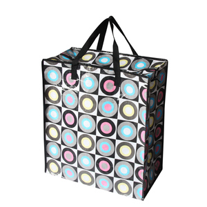 Recyclable Large Laminated PP Woven Shopping <b>Bag</b> with Zipper Closure Heavy Duty <b>Waterproof</b> Travel Storage <b>Bag</b> OEM Wholesale - Product Image 4