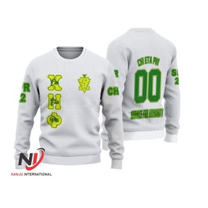 OEM de alta calidad Chi Phi Eta suéter hecho en Sialkot invierno hermandad Varsity mujer ropa Vintage Rosa verde cárdigan suéter - Product Image 4