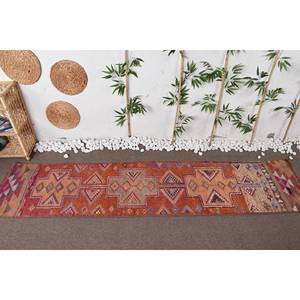 Tapis Vintage en Laine Turque Écologique Traditionnel Orange Kilim 22X98 pieds Patchwork Motif Pile Moyenne Salle à Manger Chambres Adolescentes - Product Image 2