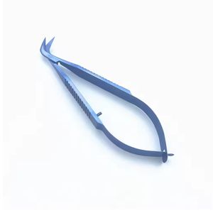 Tijeras manuales curvadas lateralmente, 1 unidad, instrumento microquirúrgico oftálmico para entrenamiento en cirugía ocular |   Certificado por la CCC - Product Image 1