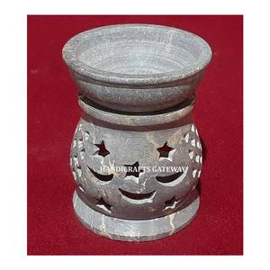 Quemador de aceite aromático tallado de esteatita Natural hecho a mano hermoso diseño de lujo más fino hecho por fabricante indio uso para regalo - Product Image 1