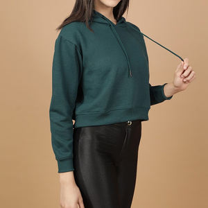 Nueva llegada OEM fabricante personalizado bordado manga larga Crop Hoodie sudaderas señora algodón deportes Hoodie para mujeres - Product Image 3