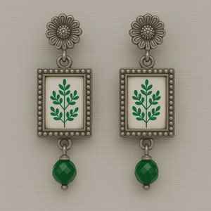 Pendientes de tuerca de diseño Floral de Plata de Ley 925 creativos hechos a mano, joyería fina India Vintage, ajuste de bisel geométrico, regalo de fiesta - Product Image 1