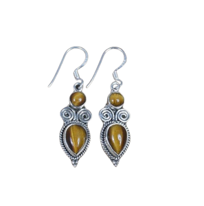 <b>Dangle</b> <b>Earrings</b> for Women and Girls Tiger Eye Gemstone 925 Solid <b>Sterling</b> <b>Silver</b> Best Design for Wedding Fine Jewelry - Product Image 1