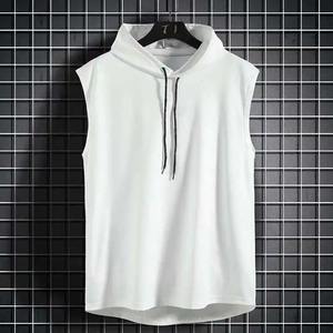 Lightweight Workout <b>Sleeveless</b> Hoodie Custom <b>Men's</b> <b>Sleeveless</b> Hoodie Streetwear Style <b>Pullover</b> with Logo Print 100%Cotton Hoodie - Product Image 4