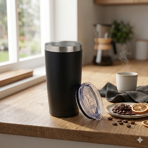 Gobelet isotherme en acier inoxydable de 600 ml avec couvercle coulissant – Finition mate, tasse de voyage personnalisable - Product Image 2