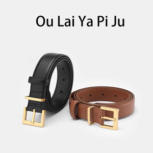 Ceinture décontractée en cuir véritable pour homme avec boucle en alliage, cuir de vache véritable, respirante et imperméable pour jeans - Product Image 3