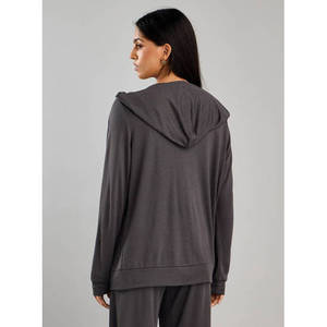 110 Apparel <b>Women's</b> Textured <b>Zip</b> <b>Hoodie</b> Pockets Casual Full <b>Zip</b> Hooded Sweatshirt 100% Cotton Lined Long Sleeve Relaxed Fit - Product Image 3