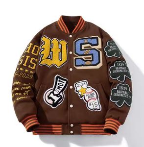 Veste de baseball universitaire pour homme, en toile, col montant, logo frontal, hiver, réversible, imperméable, personnalisable, mélange de coton - Product Image 1