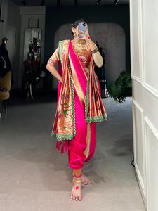 Festival Wear Jacquard Soie Avec Paithani Zari Tissage Travail Saree Indien Exportateur et Fournisseur Mode Femme - Product Image 2