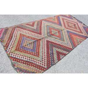 Alfombra roja Kilim turca de 4,8x9,8 pies, área grande, tejido plano, diseño de retazos, Material de lana, respaldo de látex, pasillo rectangular de 9x12, nuevo - Product Image 2