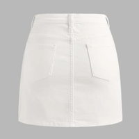 Jupe en jean mi-longue à taille haute et fente irrégulière boutonnée pour femme, style streetwear léopard, 100 % coton, respirante, idéale pour l'été