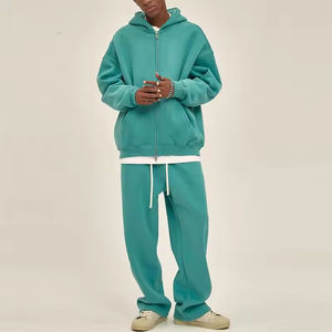 Conjunto de chándal acolchado de gran tamaño unisex OEM | Sudadera con cremallera y pantalones de chándal | Traje de chándal de dos piezas de peso pesado 2025 - Product Image 5