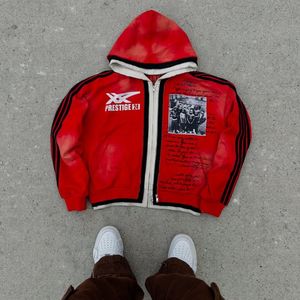 เสื้อฮู้ดดี้สตรีทแวร์สไตล์ Y2K ผ้าฝ้าย 100% หนานุ่ม ทรงโอเวอร์ไซส์ พิมพ์ลายซิลค์สกรีน ปักลาย เป็นมิตรกับสิ่งแวดล้อม สำหรับผู้ชาย - Product Image 1