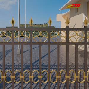 Paneles de esgrima de Casa hechos de hierro forjado con puerta exterior diseño clásico de valla de jardín para un paisaje moderno - Product Image 4