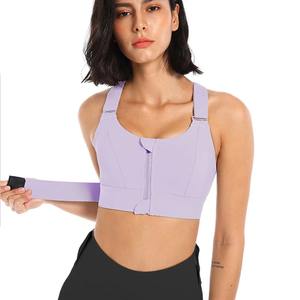 <b>Women</b> Sport Bra <b>Tights</b> Crop Top Yoga Vest Front Zipper <b>Plus</b> <b>Size</b> Adjustable Strap Shockproof Sportswear Gym Fitness Athletic Bra - Product Image 5