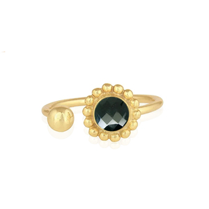 925 Sterling Silver Bohemian Style Dainty Gemstone Flower Design <b>Ring</b> Faceted <b>Black</b> Onyx Diamond Weddings Parties Wholesale - Product Image 1