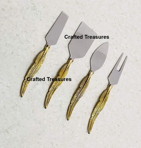 Best Wedding Dinner Spreaders Set Attractive Leaf Design Brass Handle Portugal Cutlery Stainless Steel Blade <b>Knives</b> Metal for - Product Image 1