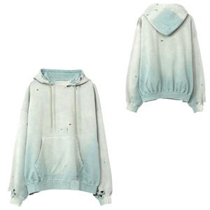 Venta al por mayor de gran tamaño Streetwear algodón poliéster hecho hombres Sun Faded Hoodie secado rápido cómodo ácido lavado sudaderas con capucha para hombres - Product Image 6