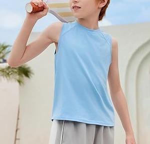Séchage rapide personnalisé débardeurs couleur unie enfants vêtements garçons gilet maillots pour Gym entraînement sportif 100% coton enfants haut respirant - Product Image 4