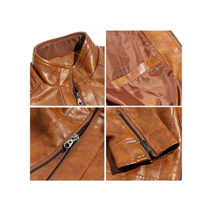 Chaqueta de Cuero para Hombre, Estilo Moderno, Cuello Alto, Talla Grande, para Primavera y Otoño - Product Image 5