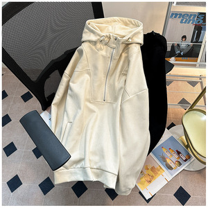 Wholesale Bulk Heavyweight Printed Logo Plus Size <b>Men</b> Vintage Acid Washed Stonewashed Oversized <b>Half</b> <b>Zip</b> up Hoodies <b>Sweatshirts</b> - Product Image 1