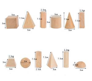 Ensemble de 10 solides géométriques en bois |   Jouet d'apprentissage Montessori en formes 3D |   Fournisseur direct d'usine - Product Image 6