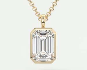 Esmeralda Bisel Set Colgante Collar VVS Moissanite Baguette Dos Tonos Plata Hip Hop Iced Out Diseño Oro Material Principal - Product Image 1