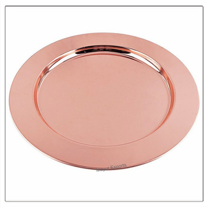 Assiette de présentation classique en acier inoxydable écologique, plateau jetable, finition cuivre poli, diamètre 33 cm, solide - Product Image 4