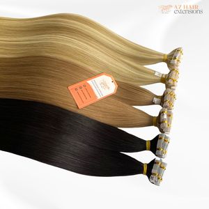 <b>Tape</b> Human Hair Extensions Remy Indian Hair Single Weft Double Drawn <b>White</b> Style <b>Tape</b> In Extensions - Product Image 6