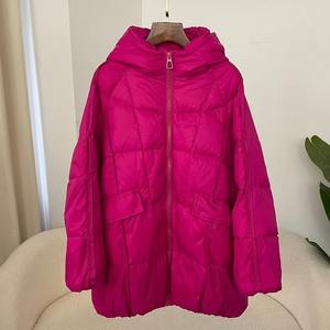 Veste d'hiver décontractée pour femmes grande taille surdimensionné canard blanc à capuche manteau bouffant support respirant chaud imprimé polaire poches lâche - Product Image 5