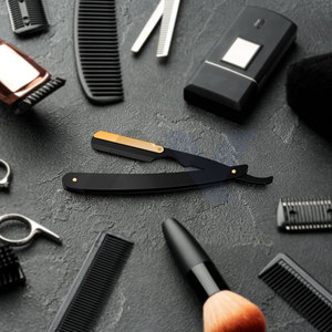 Navajas de Afeitar de Cuello Recto con Recubrimiento de Oro de 24K en Negro Mate para Hombre, Navajas de Afeitar Rectas de Primera Calidad para Hombre, Navajas de Afeitar Profesionales para Barberos - Product Image 5
